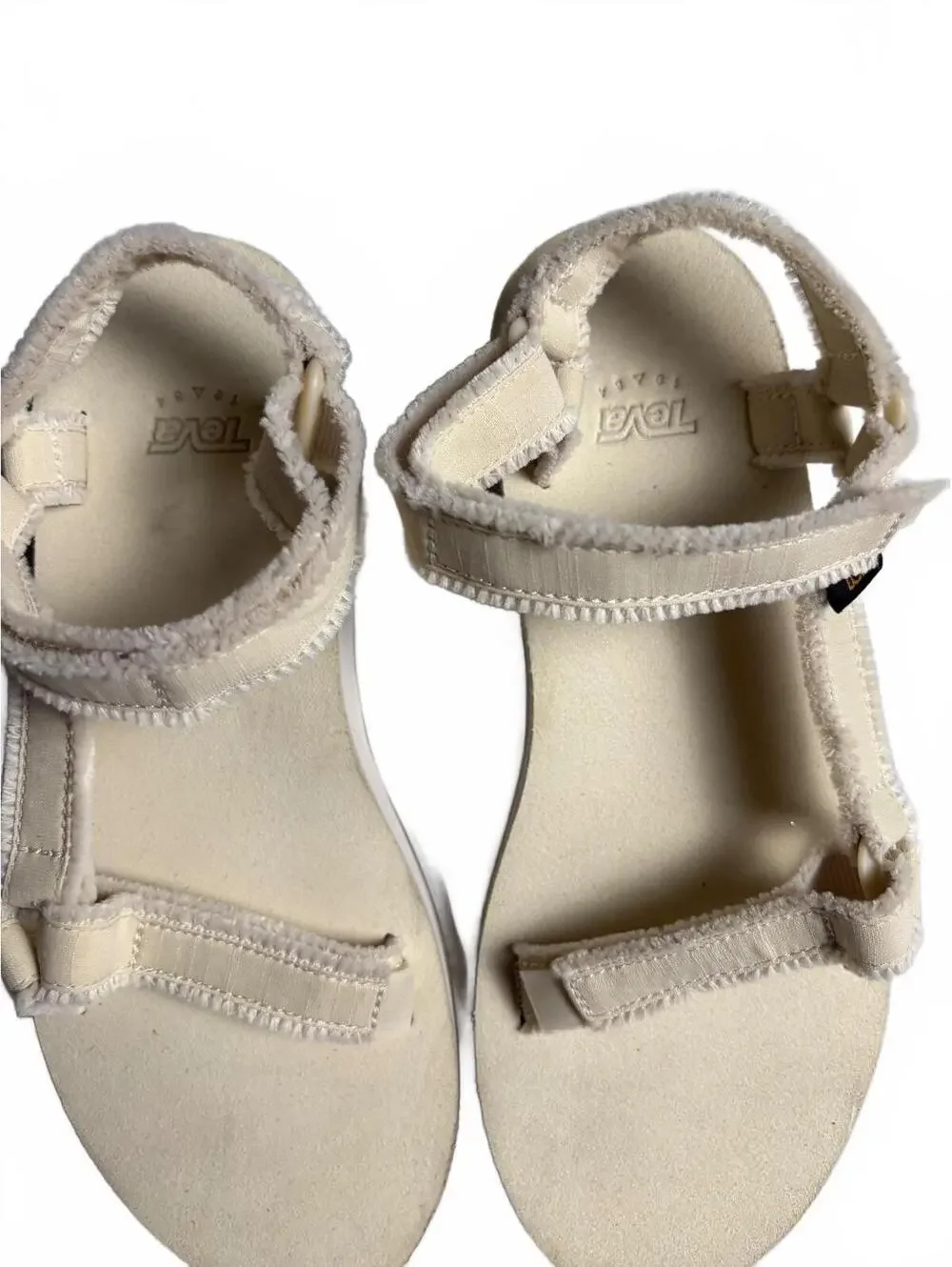 Teva Women's Beige Suede Strap Sandals with Adjustable Velc